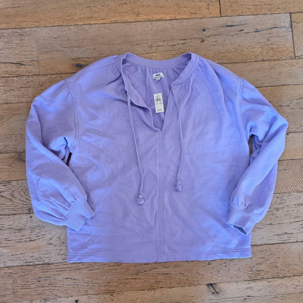 NWT Aerie Cotton Easy Street Lavender V-Neck Sweatshirt boho girly retro style - Picture 4 of 8
